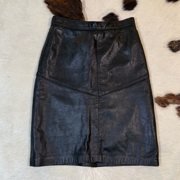 Dresses & Skirts - Vintage Black Leather Skirt | Made in Montreal | Fits Small